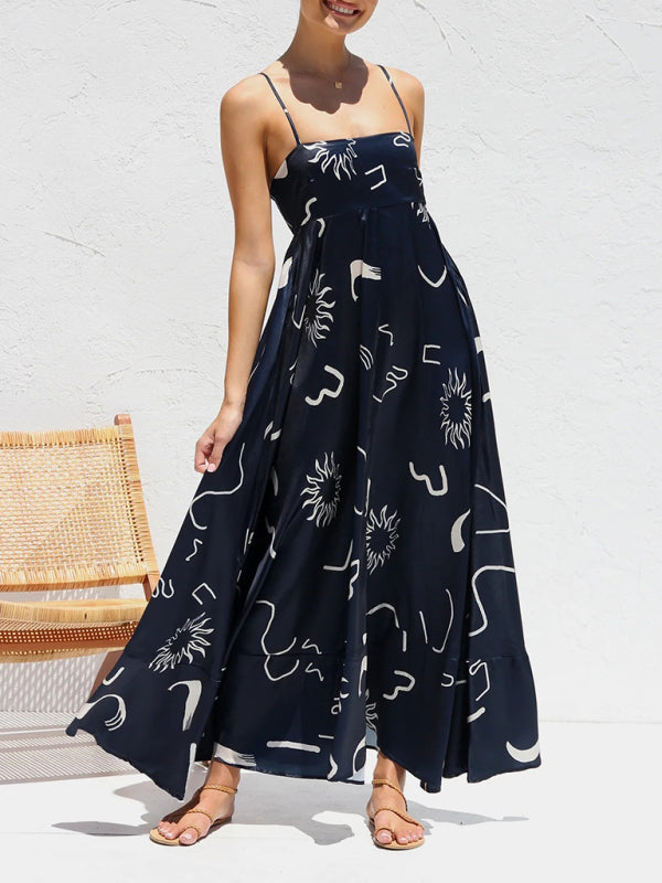 Fresh Floral Printed Sleeveless Dress – Lightweight Summer Suspender Style
