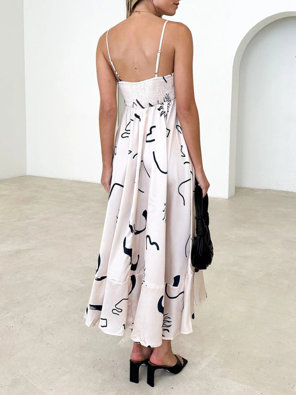 Fresh Floral Printed Sleeveless Dress – Lightweight Summer Suspender Style