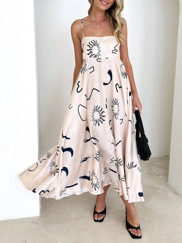 Fresh Floral Printed Sleeveless Dress – Lightweight Summer Suspender Style