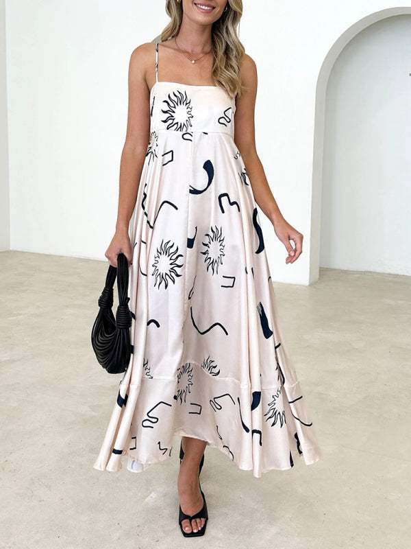 Fresh Floral Printed Sleeveless Dress – Lightweight Summer Suspender Style