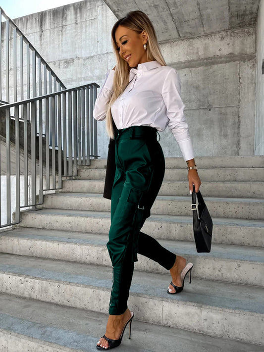 Slim Fit PU Leather Pants