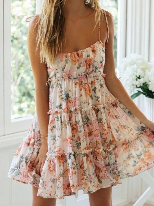 Printed Resort Suspender Dress – Romantic Spring/Summer Style
