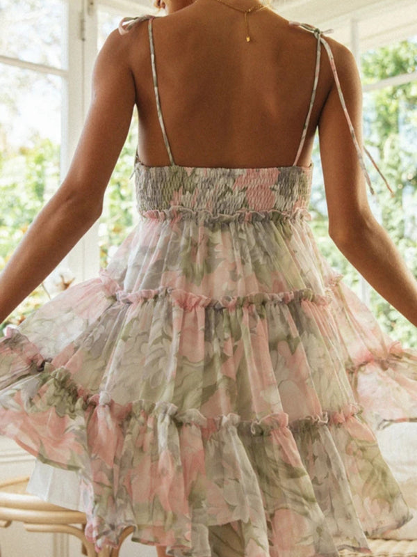 Printed Resort Suspender Dress – Romantic Spring/Summer Style
