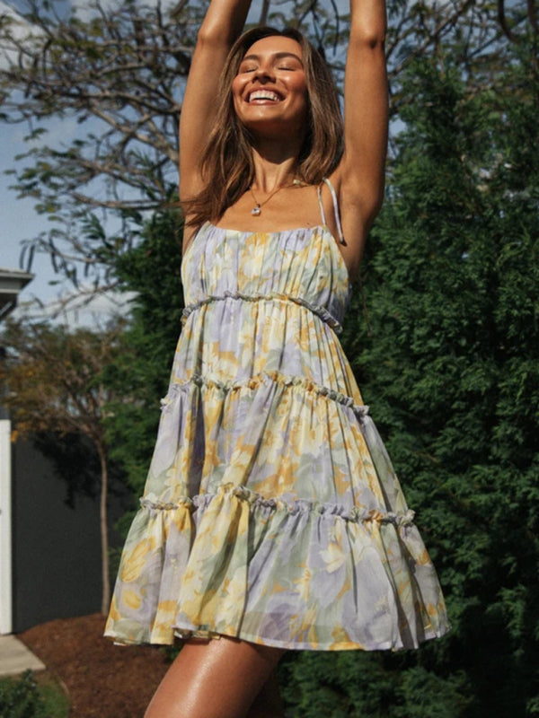 Printed Resort Suspender Dress – Romantic Spring/Summer Style