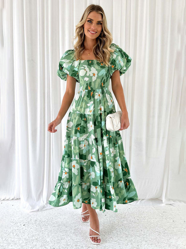 Romantic Off-Shoulder Floral Dress – Spring Summer French Style