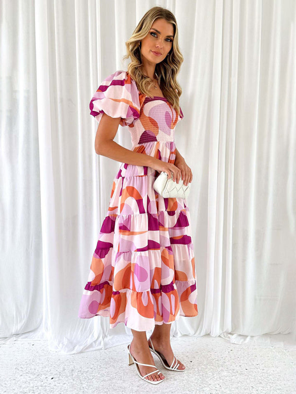 Romantic Off-Shoulder Floral Dress – Spring Summer French Style
