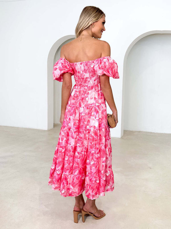 Romantic Off-Shoulder Floral Dress – Spring Summer French Style