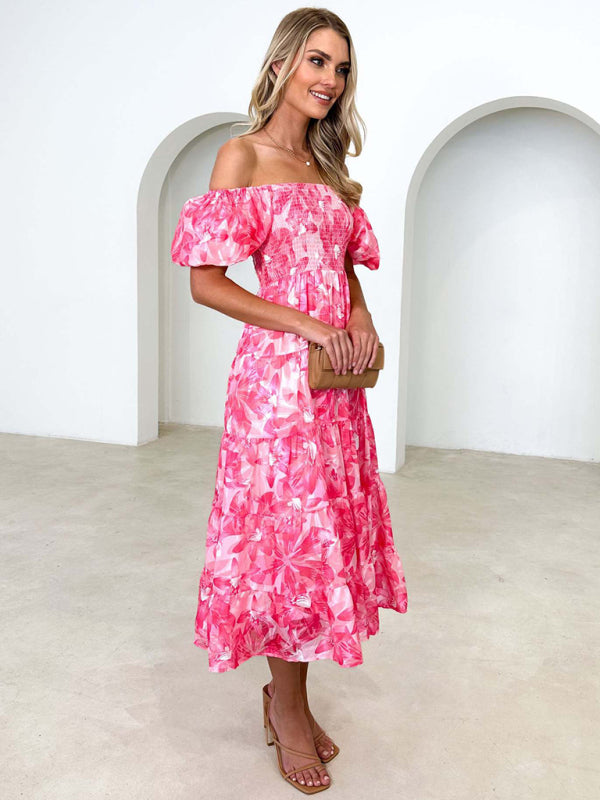 Romantic Off-Shoulder Floral Dress – Spring Summer French Style