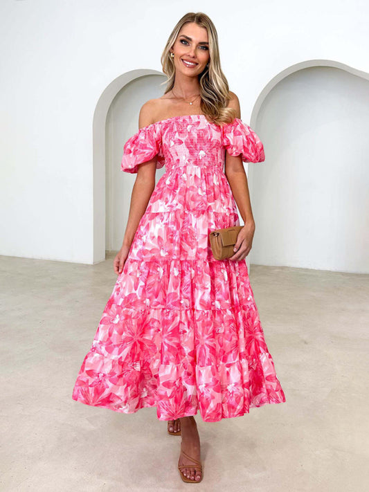 Romantic Off-Shoulder Floral Dress – Spring Summer French Style