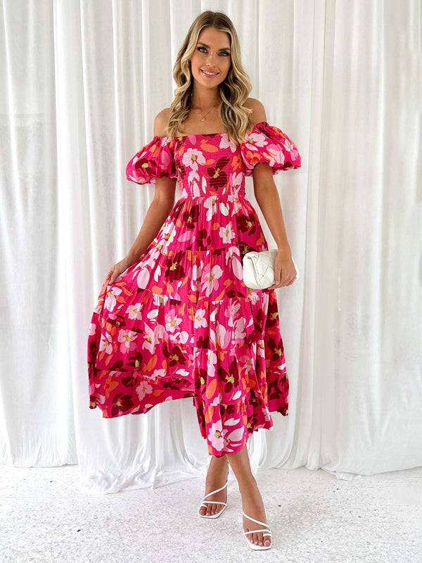 Romantic Off-Shoulder Floral Dress – Spring Summer French Style