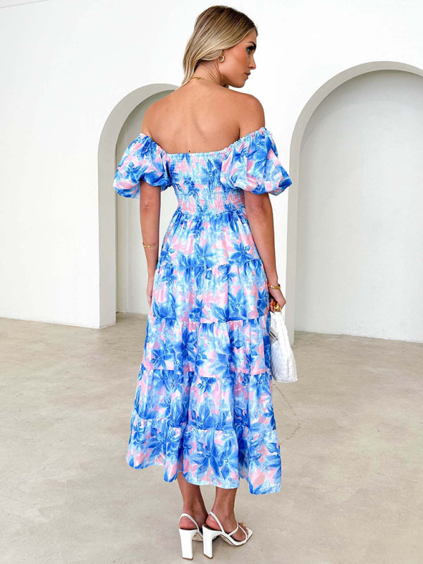 Romantic Off-Shoulder Floral Dress – Spring Summer French Style