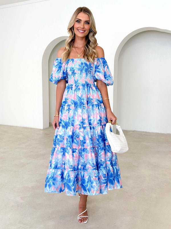 Romantic Off-Shoulder Floral Dress – Spring Summer French Style