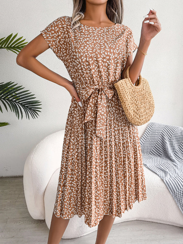 Women's Floral Pleated Midi Dress