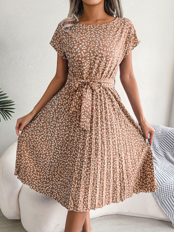 Women's Floral Pleated Midi Dress