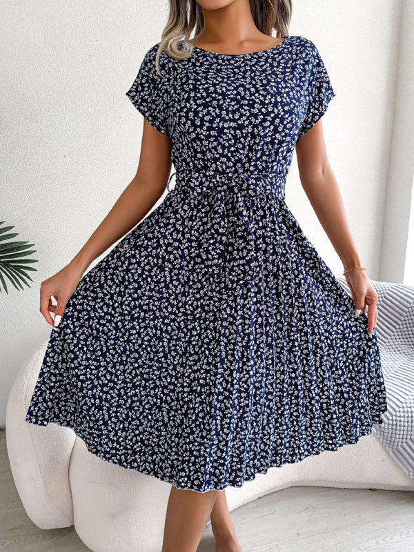 Women's Floral Pleated Midi Dress