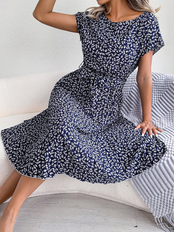 Women's Floral Pleated Midi Dress