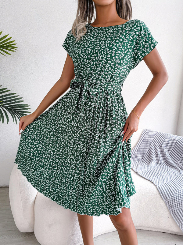 Women's Floral Pleated Midi Dress