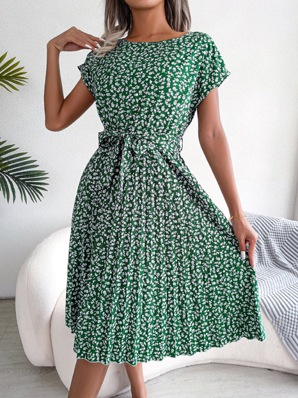 Women's Floral Pleated Midi Dress