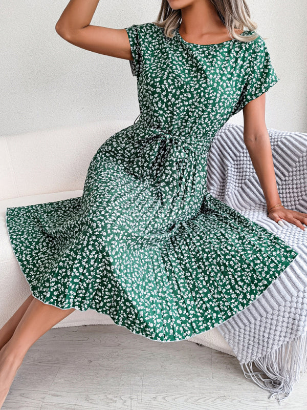 Women's Floral Pleated Midi Dress