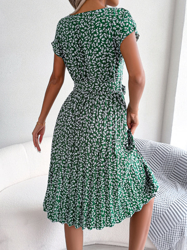 Women's Floral Pleated Midi Dress