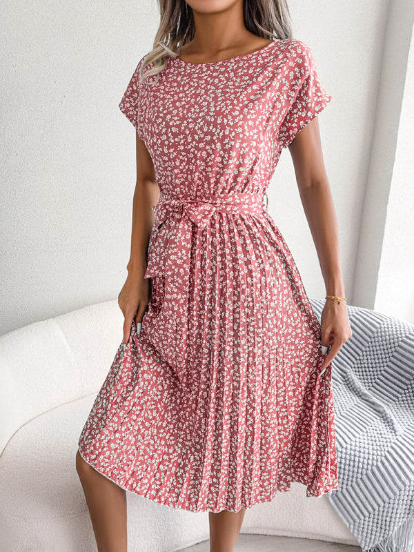 Women's Floral Pleated Midi Dress