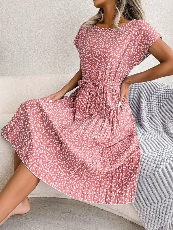 Women's Floral Pleated Midi Dress