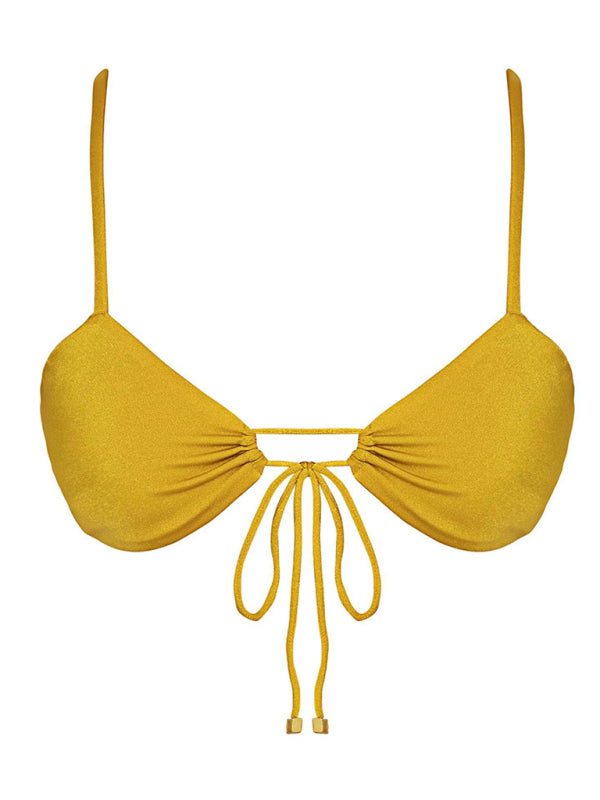 Solid Color Strappy Bikini Set – Sexy Triangle Top & Brazilian Bottom