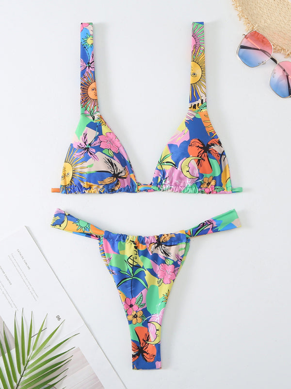 Floral Backless Bikini Set – High Stretch Knit, Sexy Cut, Spring-Summer