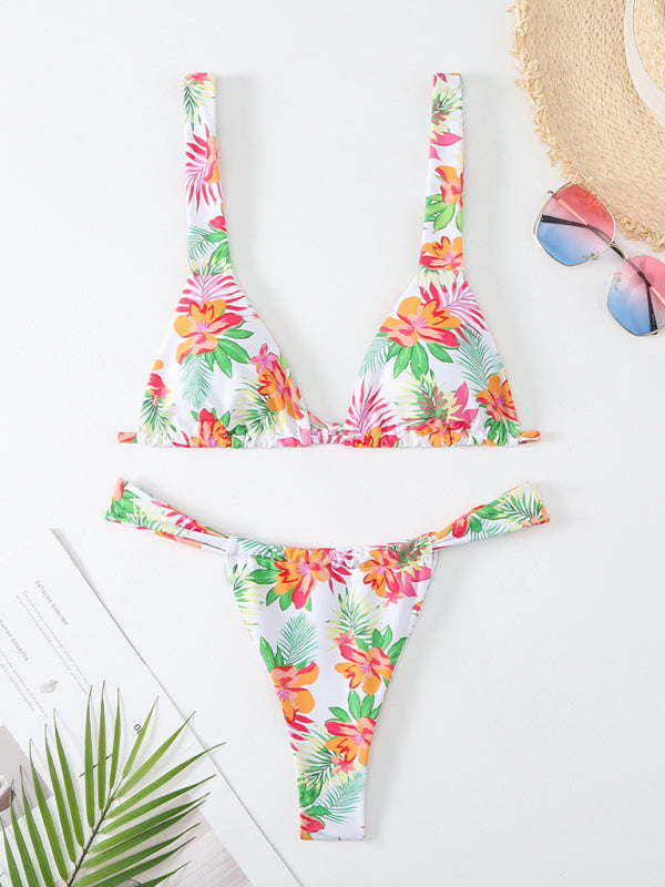 Floral Backless Bikini Set – High Stretch Knit, Sexy Cut, Spring-Summer