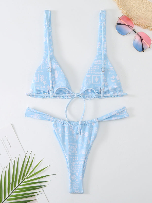 Floral Backless Bikini Set – High Stretch Knit, Sexy Cut, Spring-Summer