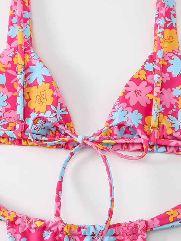 Floral Backless Bikini Set – High Stretch Knit, Sexy Cut, Spring-Summer