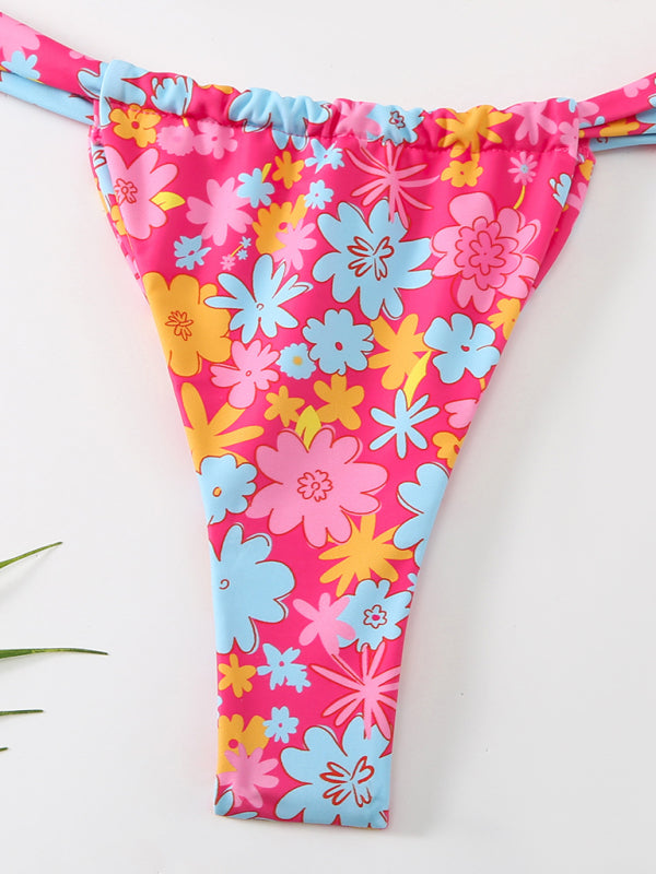Floral Backless Bikini Set – High Stretch Knit, Sexy Cut, Spring-Summer