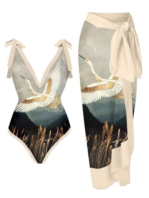 Floral Print One-Piece Swimsuit – Sleek Fit, Sexy Design, Light Stretch