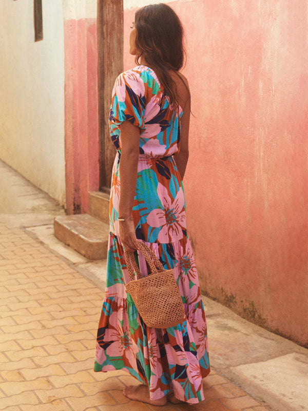 Off-Shoulder Boho Floral Maxi Dress – Holiday Style Sundress