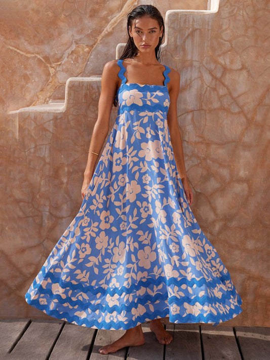 Boho Printed Maxi Dress – Strappy Sleeveless Vacation Dress
