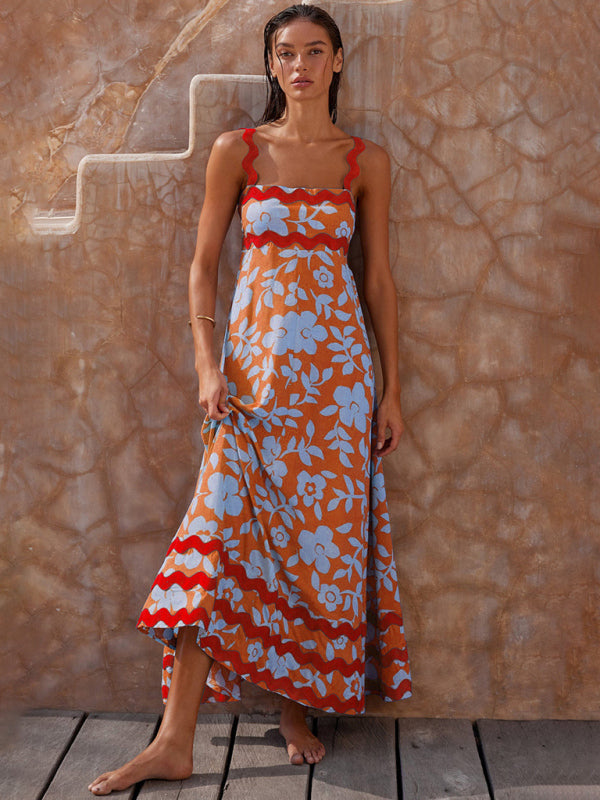 Boho Printed Maxi Dress – Strappy Sleeveless Vacation Dress