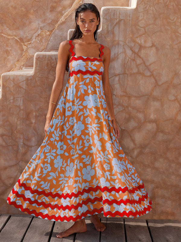 Boho Printed Maxi Dress – Strappy Sleeveless Vacation Dress