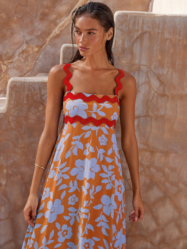 Boho Printed Maxi Dress – Strappy Sleeveless Vacation Dress