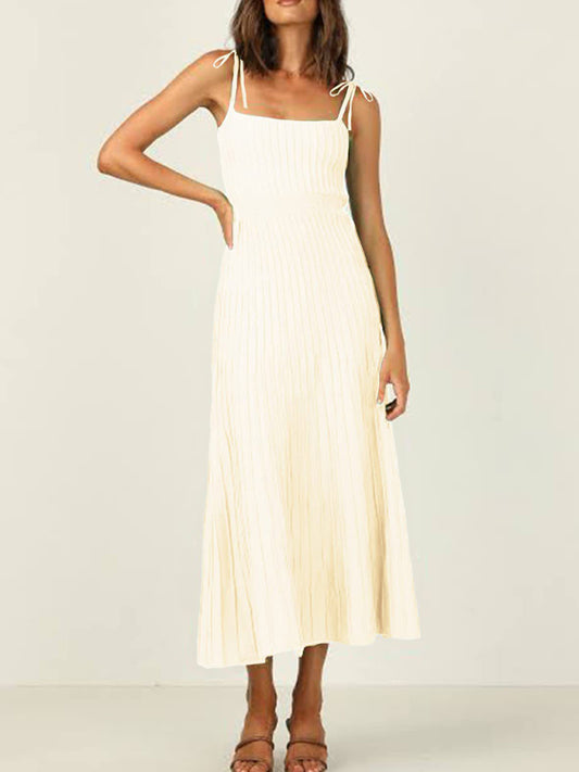 High Waist Knit Swing Dress – Sleeveless A-Line Style for Spring & Summer