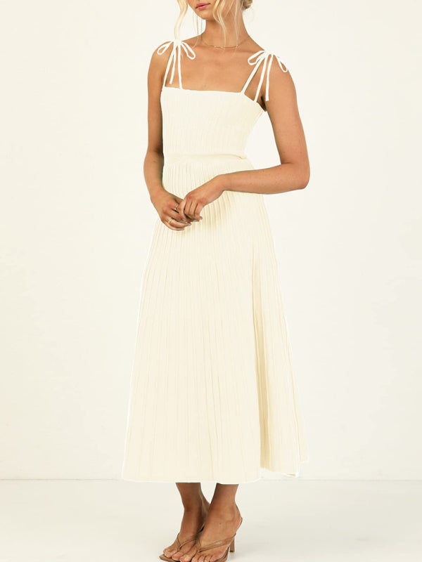 High Waist Knit Swing Dress – Sleeveless A-Line Style for Spring & Summer