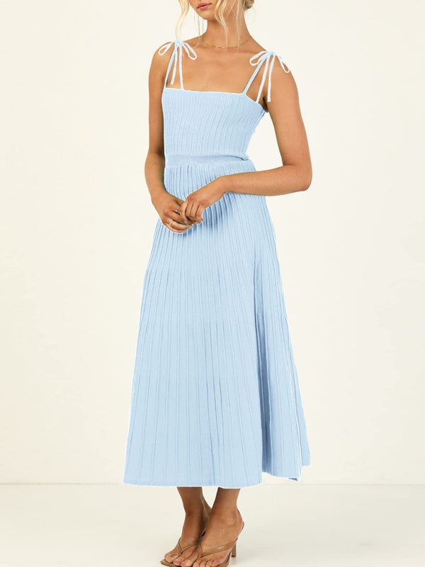 High Waist Knit Swing Dress – Sleeveless A-Line Style for Spring & Summer