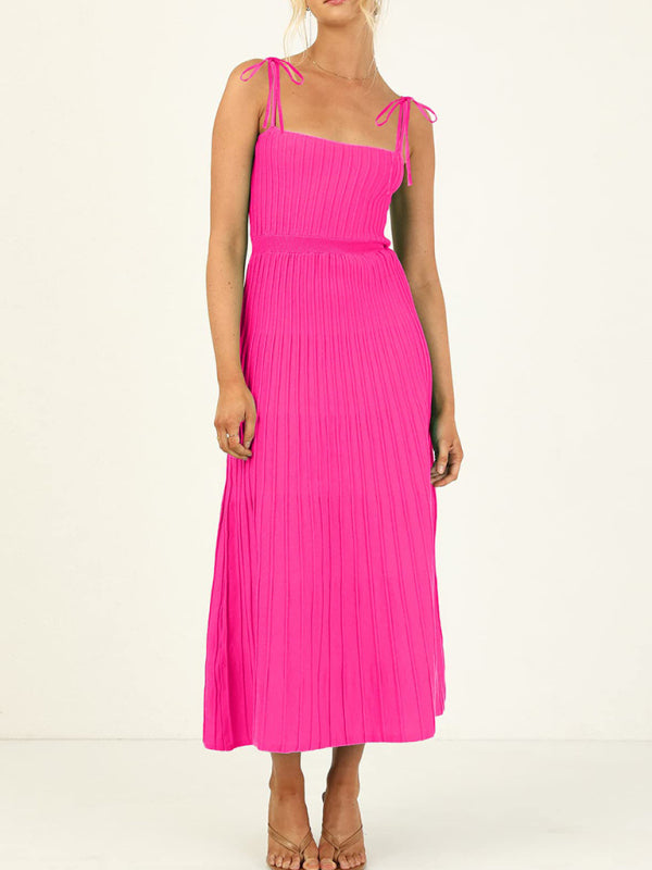 High Waist Knit Swing Dress – Sleeveless A-Line Style for Spring & Summer