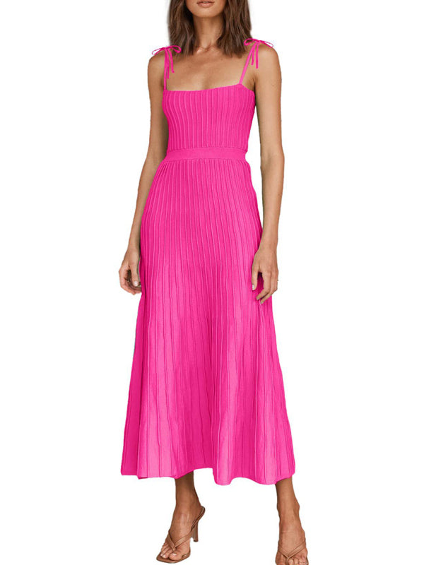 High Waist Knit Swing Dress – Sleeveless A-Line Style for Spring & Summer