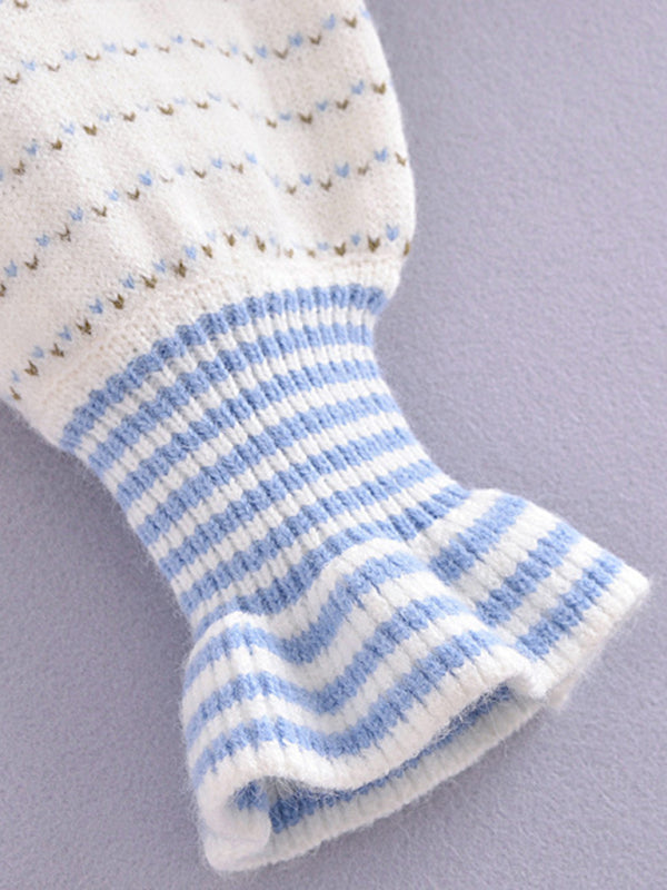 Rusetti-kauluksellinen neulottu napillinen neuletakki