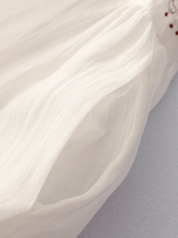 Embroidered Boho Linen Maxi Dress – Literary-Inspired Casual Style