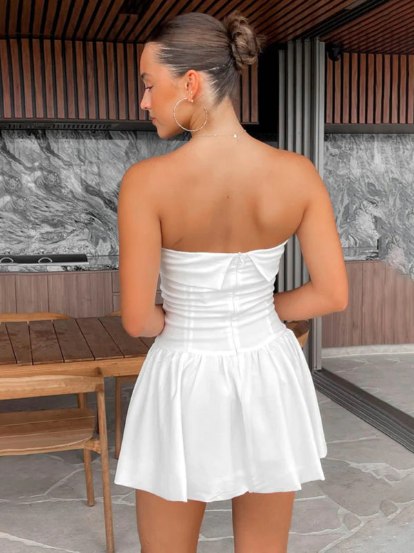Strapless Pleated Mini Dress – Romantic Spring-Summer Style