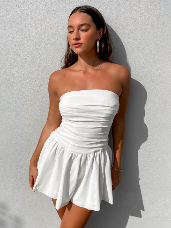 Strapless Pleated Mini Dress – Romantic Spring-Summer Style