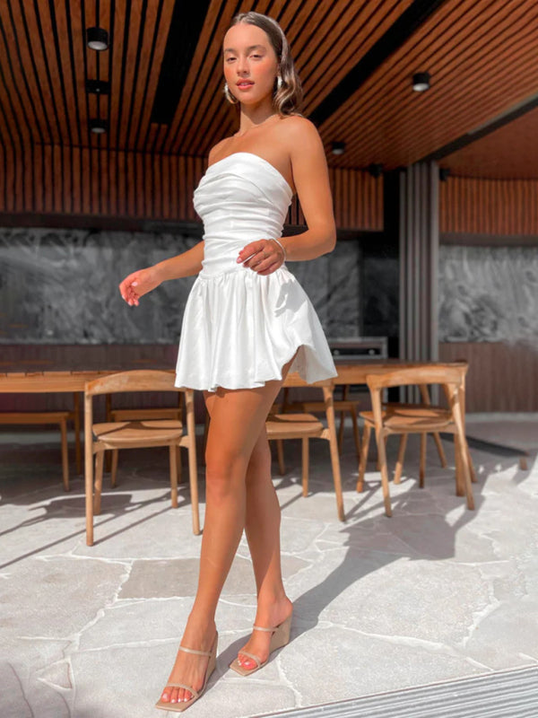 Strapless Pleated Mini Dress – Romantic Spring-Summer Style