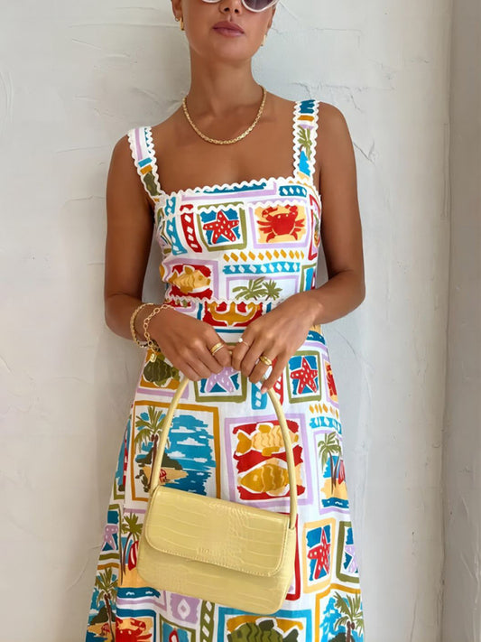 Damen Graffiti Spitzenträgerkleid – Tube Top Style, Frühling-Sommer
