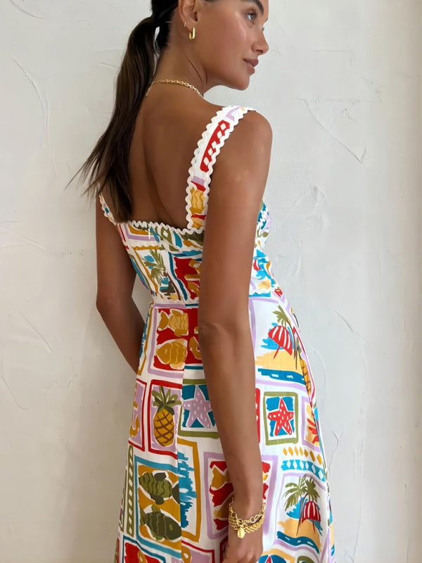Damen Graffiti Spitzenträgerkleid – Tube Top Style, Frühling-Sommer